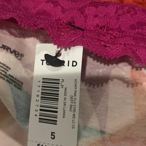 Torrid pink flow star COTTON MID-RISE CHEEKY LACE TRIM PANTY - Picture 5 of 5